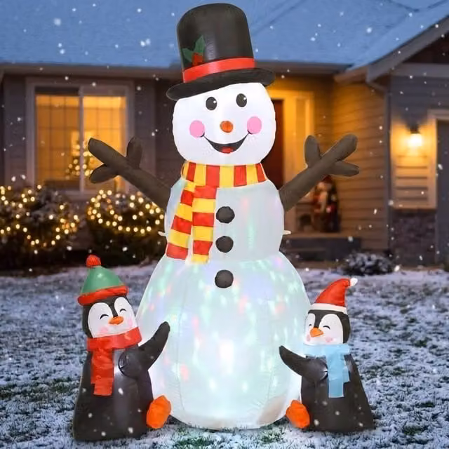 STILVORA Inflatable White Snowman with Multicolour LED Lights