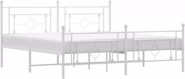 Berkfield Home Metal Bed Frame with Footboard, White, 183 x 213 cm