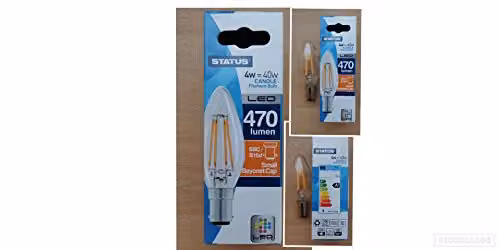 Status Warm White Filament LED Candle Bulb, Clear, E14 SBC, 4.5W (40W Equivalent), 470 Lumens