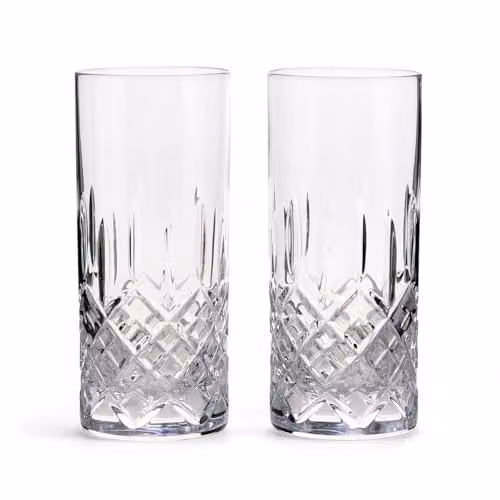 Royal Doulton Ashmere Geometric Crystal Tumbler Highball Set of 2, Transparent