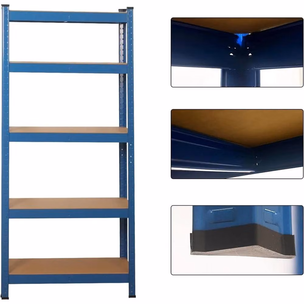SPETLEK 5 Tier Heavy Duty Garage Shelving Units in Blue, W/D/H: 50 x 50 x 180 cm – 5