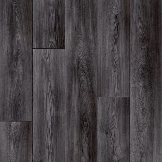 Primus Black Wood Effect Felt Backed Vinyl Flooring Sheet, W: 200 cm, L: 300 cm, Thickness: 0.25 cm