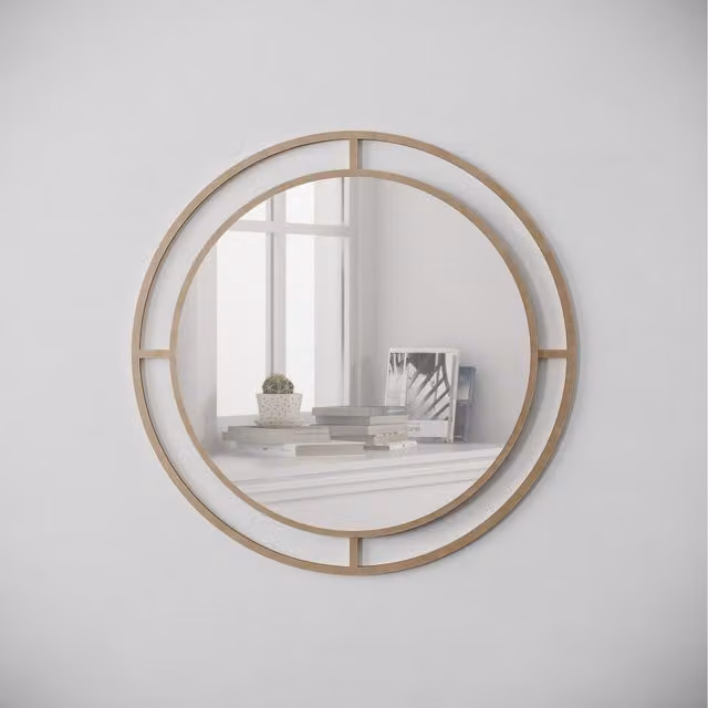 Decortie Modern Bubble Design Round Wall Mirror in Gold and Black