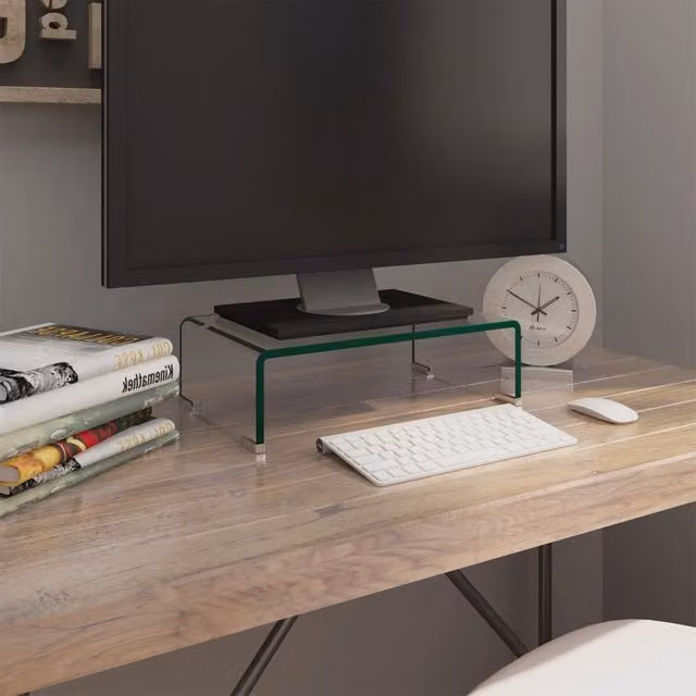 Berkfield Home Clear Glass TV Stand and Monitor Riser, W/D/H: 40 x 25 x 11 cm