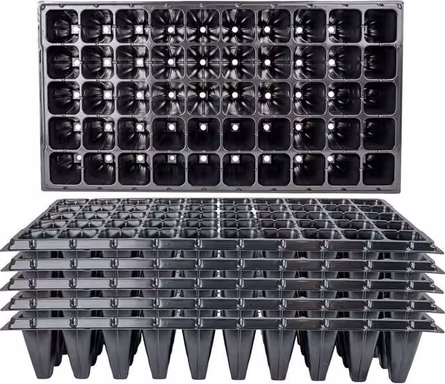 FLAVORA 50 Cell Root Trainer Seed Trays for Deep Propagation, Black