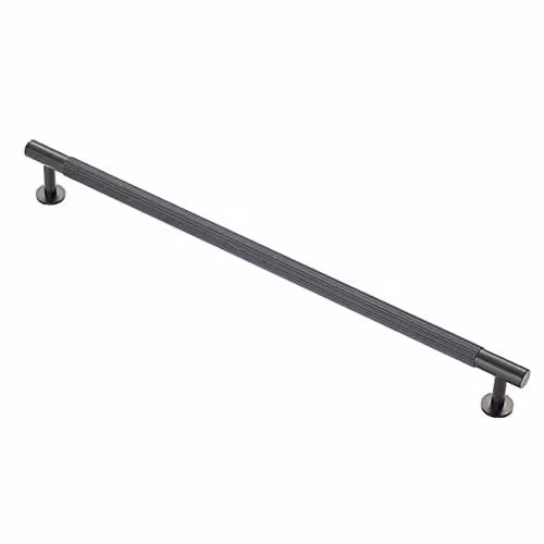 Loops Lined Bar Door Pull Handle in Matt Black, W: 37 cm, D: 1.3 cm, H: 3.7 cm (320 mm Centres)