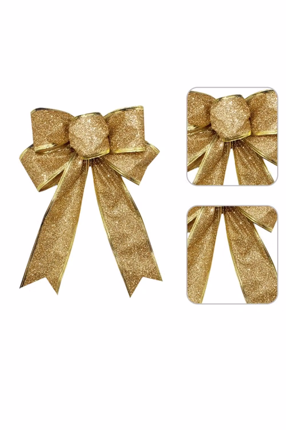 Living and Home 10-Piece Gold Christmas Ribbon Bowknot Tree Ornaments – 2