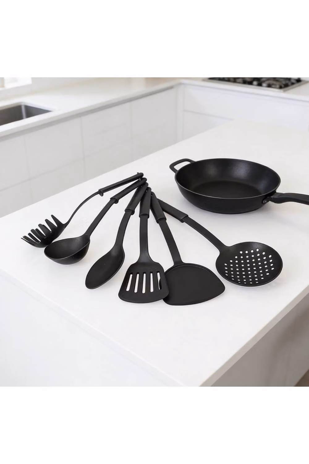 KDMD Black Plastic Kitchen Cooking Utensils Set of 6, 30 cm – 2