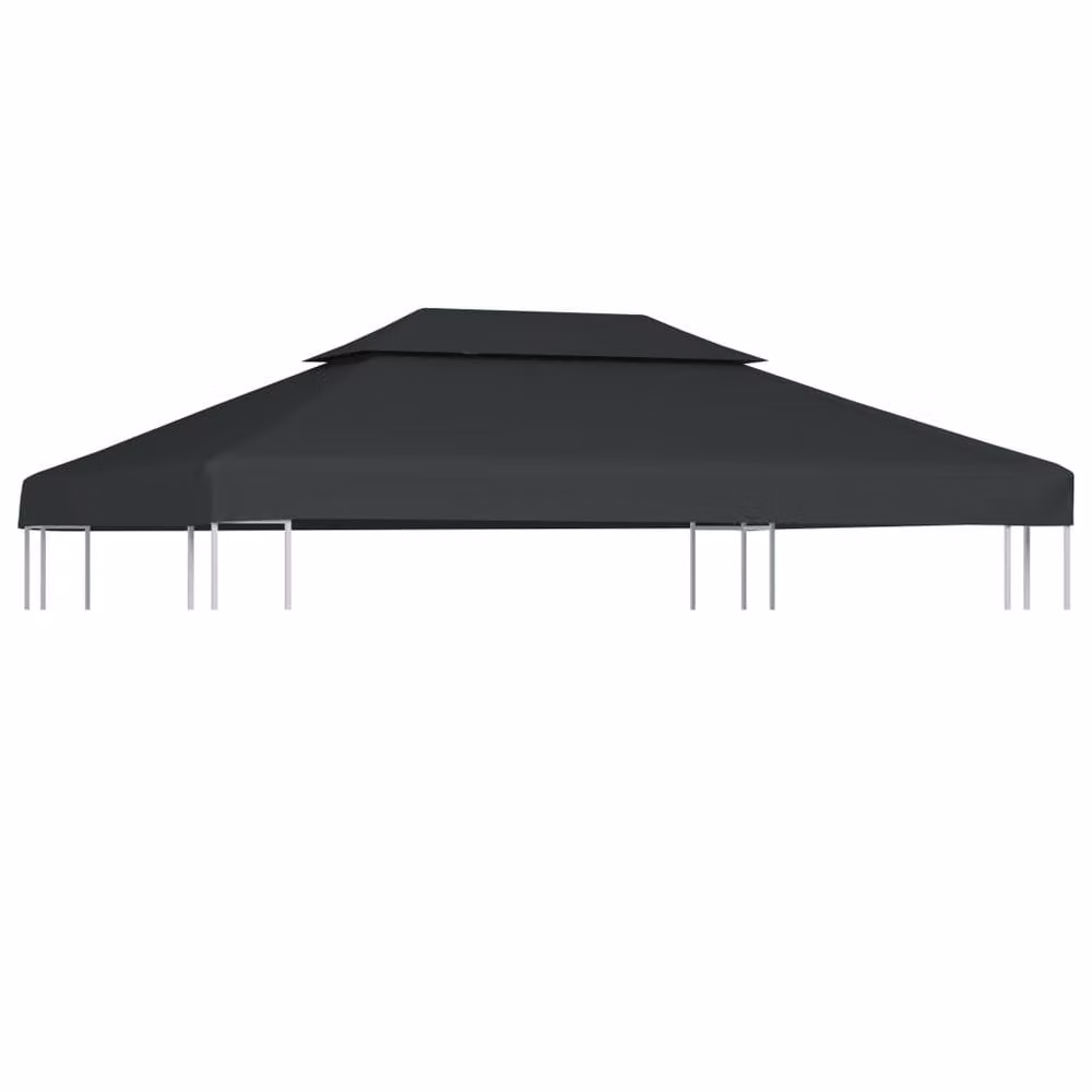 Berkfield Home Durable 2-Tier Gazebo Top Cover, Anthracite Black Polyester, 4 x 3 m – 2