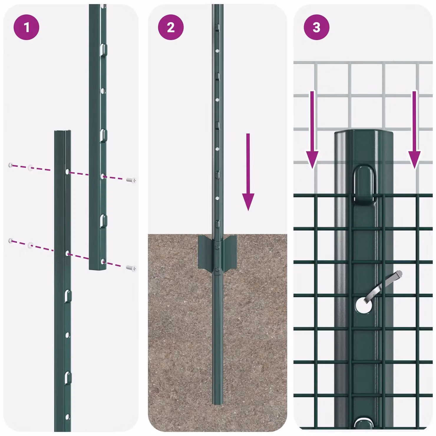 Berkfield Home Green Steel Welded Wire Fence with 11 U-Profile In-Ground Posts, W: 25 m, H: 1.2 m – 6