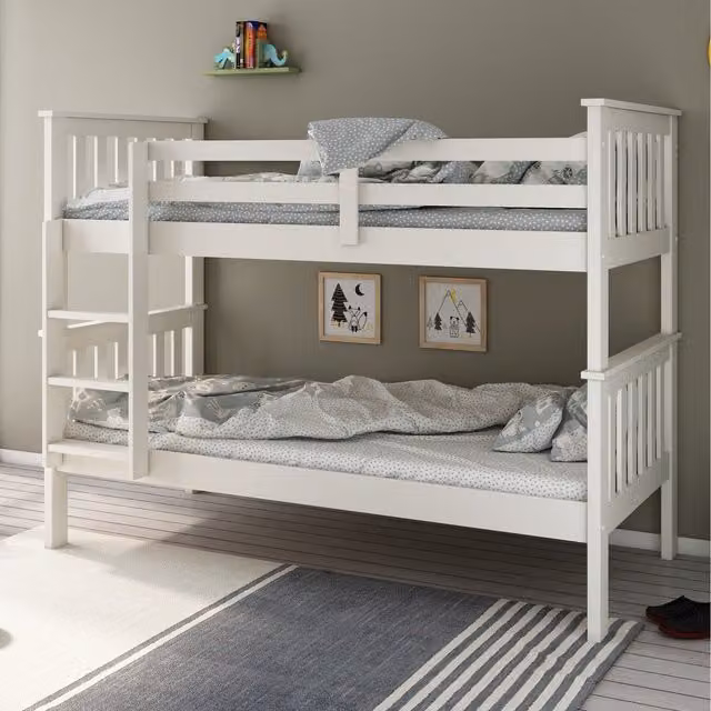 Bedmaster Carra White Solid Wood Single Bunk Bed Frame