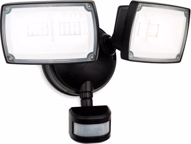 Netlighting Reflex LED Security 2 Light Wall Floodlight with PIR Motion Sensor, Black, IP54