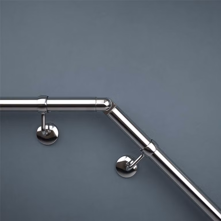 Rothley Polished Silver Adjustable Bannister Staircase Handrail Elbow 40mm