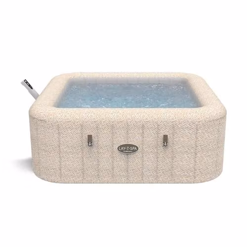 Lay-Z-Spa Tuscany Square Inflatable Hot Tub in Beige, 5-7 Person with Wifi App Control – 1