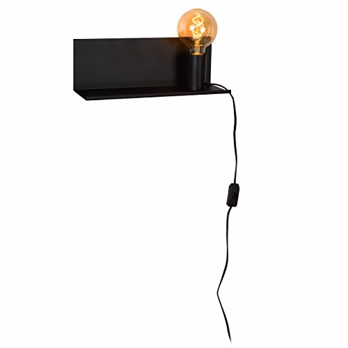 Lucide Modern Black Metal Wall Mounted Bedside LED Reading Lamp with E27 Bulb Holder – 3