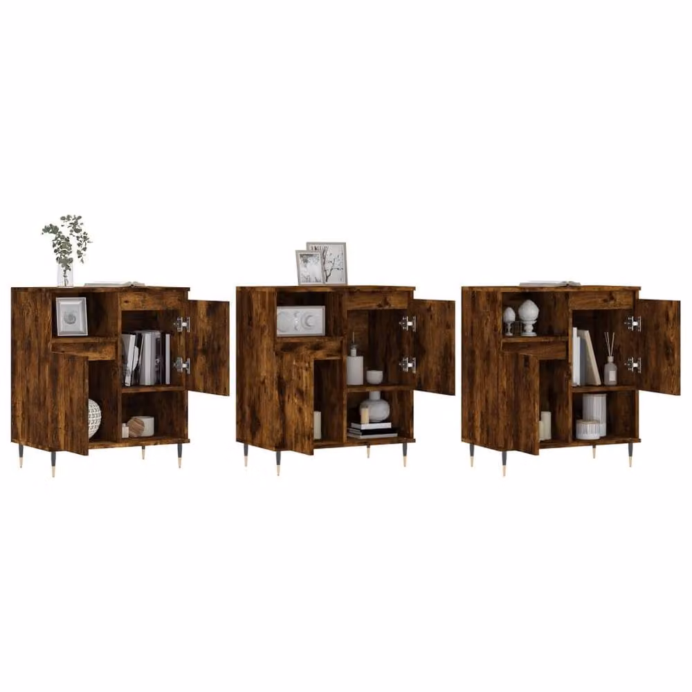 Berkfield Home Set of 3 Classic Smoked Oak Sideboards in Brown, Engineered Wood – 3