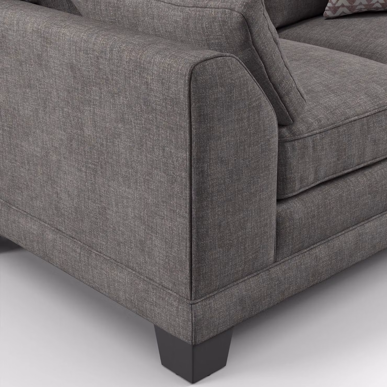 Furnishings For Less UK Hilliard Fullback 3 Seater Fabric Sofa in Grey with Removable Covers and Scatter Cushions – 3