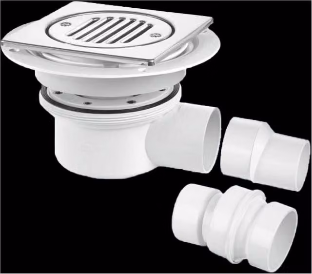 McAlpine Square Tile Insert Shower Gully with Stainless Steel Grate in White