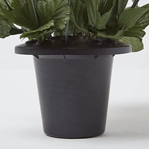 Homescapes Set of 2 Green, Yellow and Purple Artificial Spring Flowers in Black Grave Vase, Height: 30 cm – 3