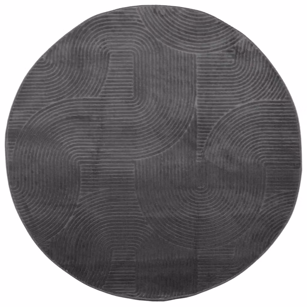 Berkfield Home IZA Round Short Pile Scandinavian Style Rug in Anthracite and Black, Diameter: 100 cm – 1
