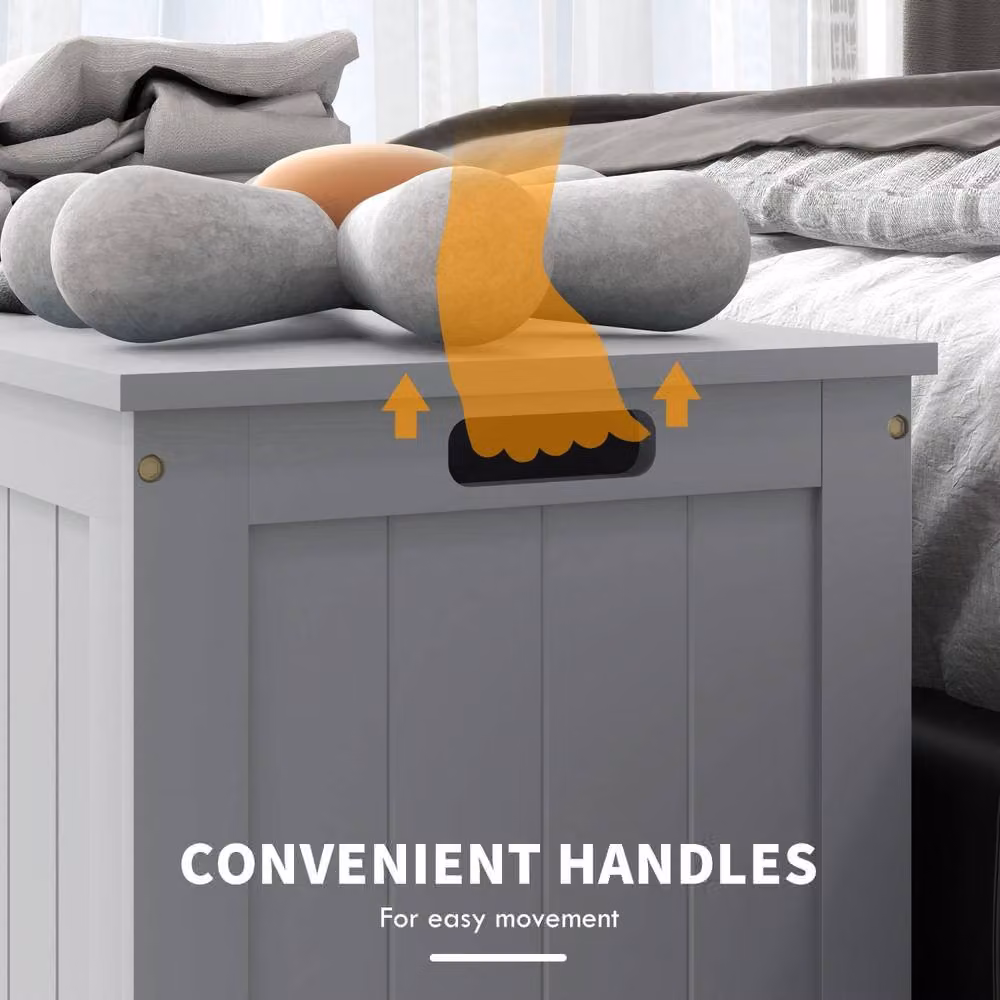 Wyld Haus Halumo Grey Wooden Panelled Blanket Storage Chest W/D/H: 40 x 48 x 40 cm – 5