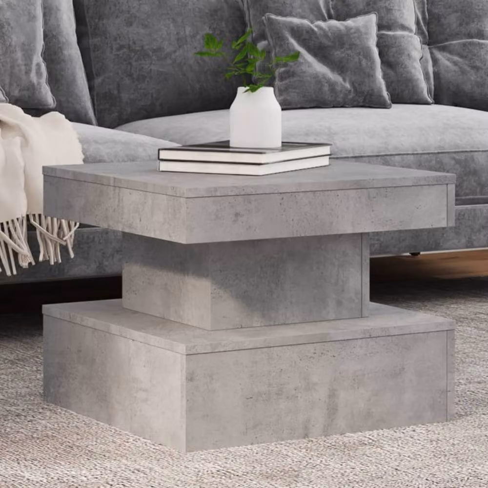 Berkfield Home Modern Square Coffee Table with LED Lights in Grey, W/D/H: 50 x 50 x 40 cm – 1