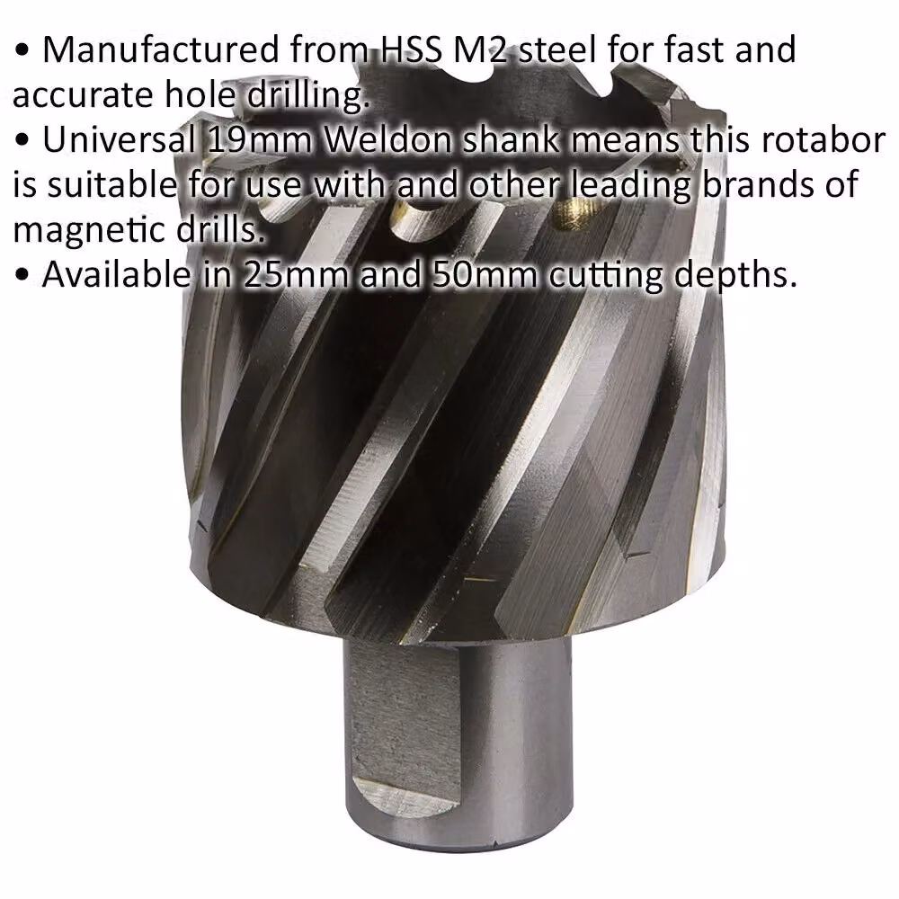 Loops M2 Steel Annular Metal Core Drill Rotabor Cutter, Silver, W: 45 mm, D: 25 mm – 2