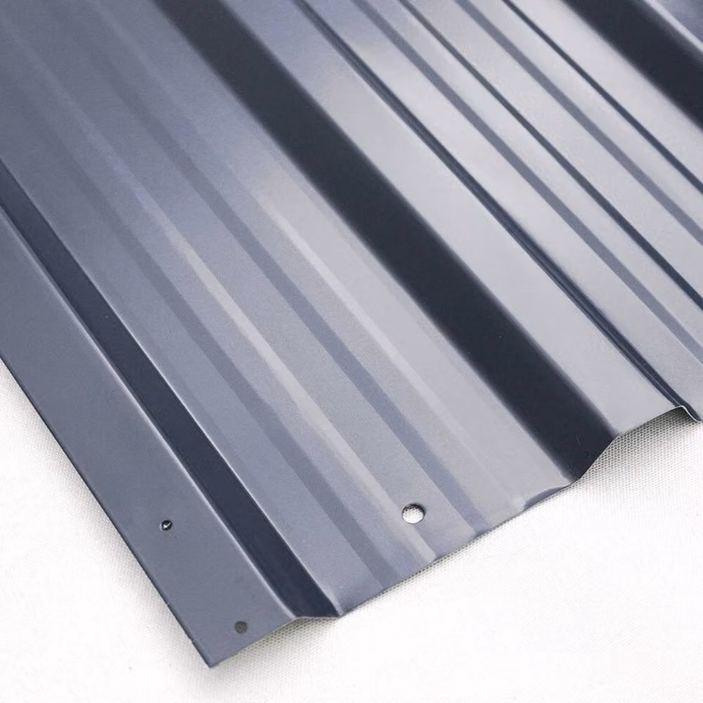 FLAVORA 12-Piece Dark Grey Corrugated Galvanised Metal Roof Sheets, W: 52 cm, L: 1000 cm – 3