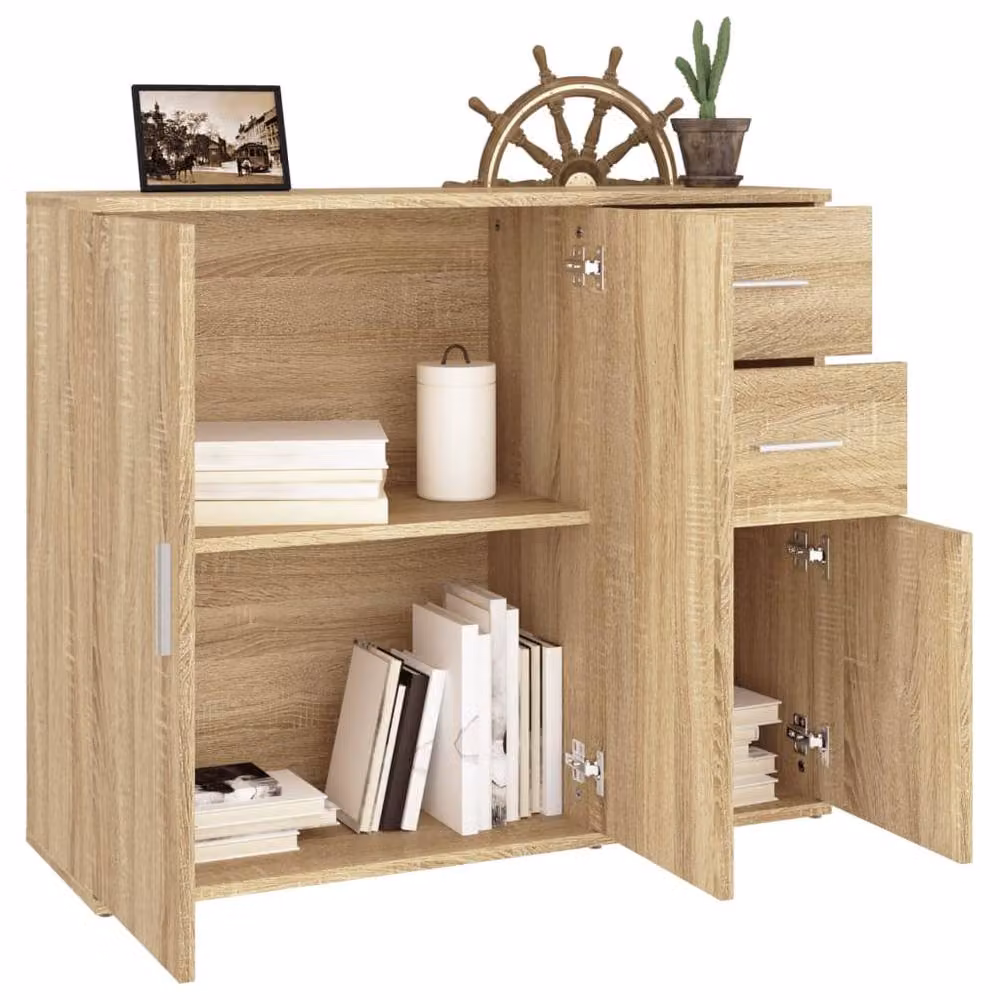 Berkfield Home Sonoma Oak Sideboard in Brown, W/D/H: 91 x 29.5 x 75 cm – 2