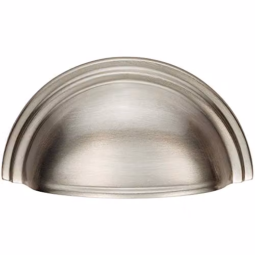 Loops Victorian Cup Pull Handle in Polished Nickel, Silver, W: 9.2 cm, H: 4.6 cm, Fixing Centres: 7.6 cm