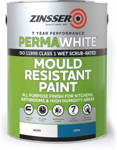 Zinsser Perma White Mould Resistant Interior Paint, White, 5 l