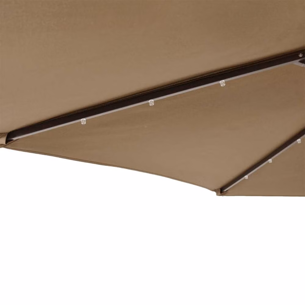 Berkfield Home Garden Parasol with LEDs and Steel Pole, Beige, W/D/H: 225 x 225 x 212 cm – 5