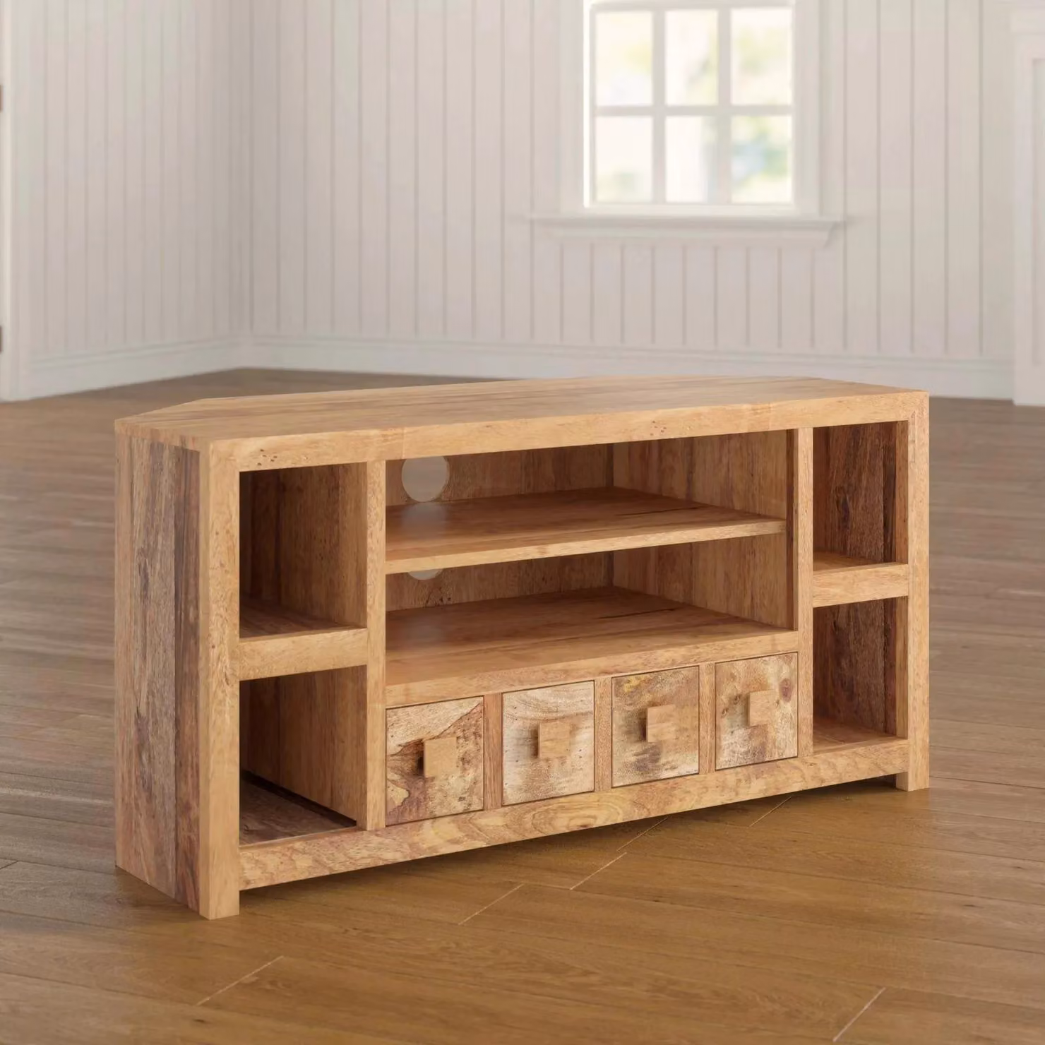 IH Design Duvid Light Mango Corner TV Unit in Brown Wood – 3