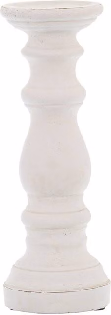 Hill Interiors White Ceramic Column Candle Holder