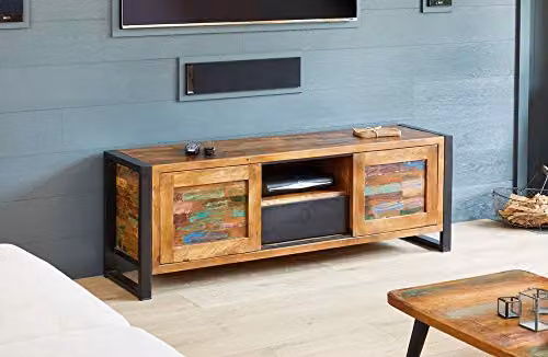 Baumhaus Urban Chic Widescreen Television Cabinet in Brown and Multicolour, W/D/H: 160 x 40 x 55 cm