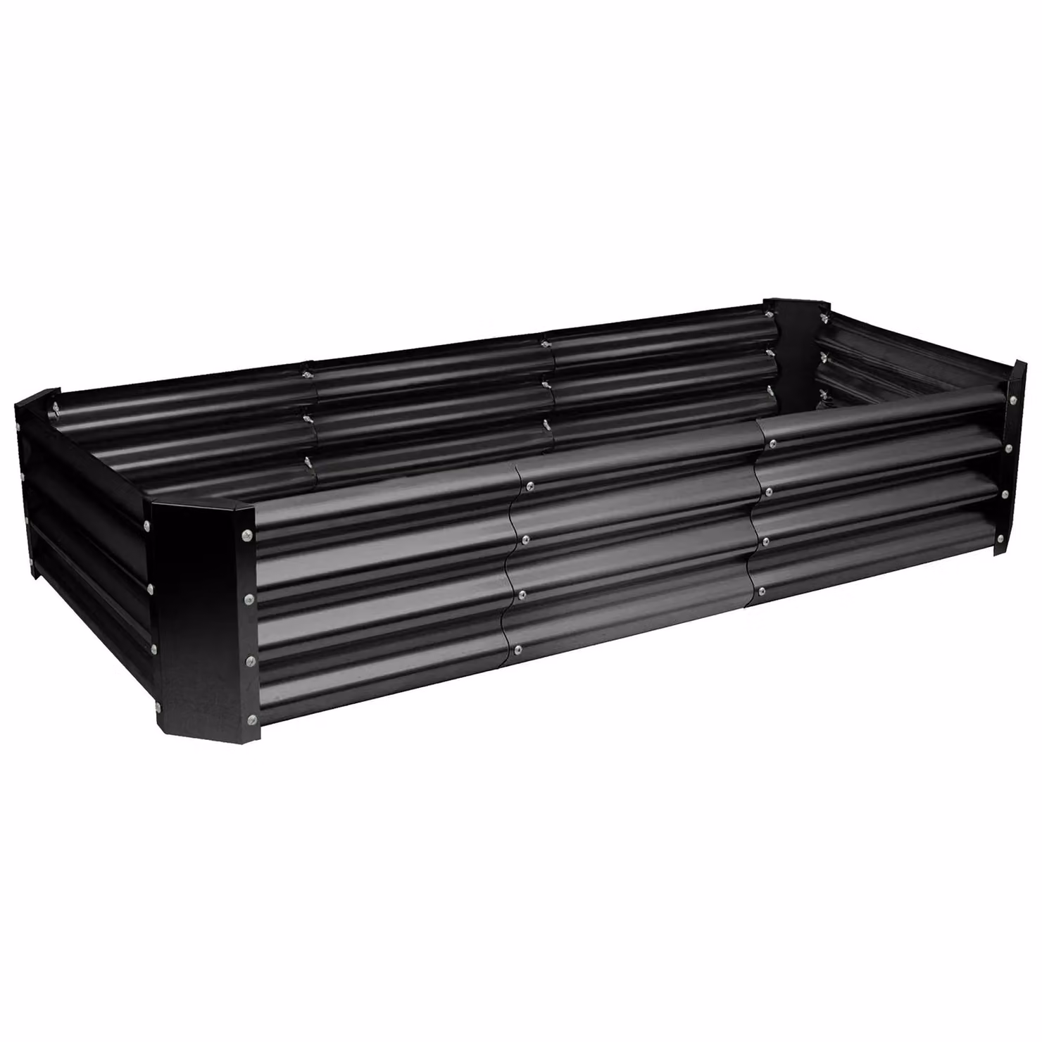 Harbour Housewares Set of 2 Black Galvanised Steel Rectangular Bottomless Raised Garden Beds W: 180 cm, D: 90 cm, H: 30 cm – 3