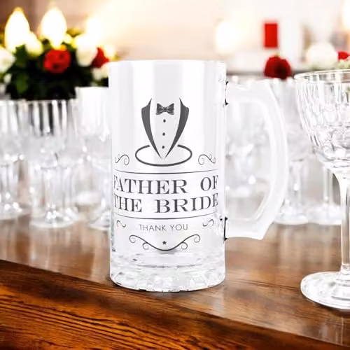 Purely Home Father of the Bride Beer Glass Stein, 450ml, Black and Transparent – 2