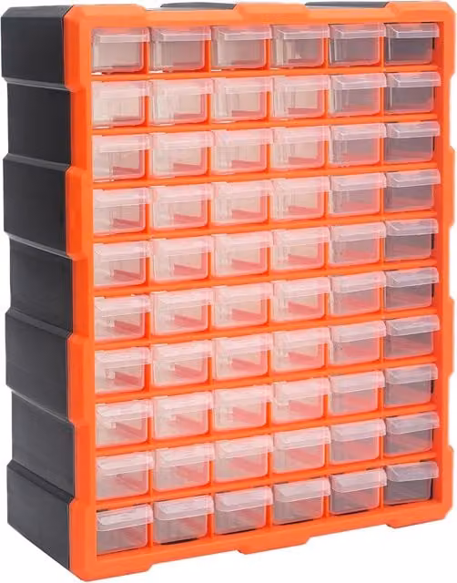 Simpa 60 Drawer Plastic DIY Tool and Hardware Storage Organiser Cabinet, Black, H 47.5 cm x W 37 cm x D 16 cm – 1
