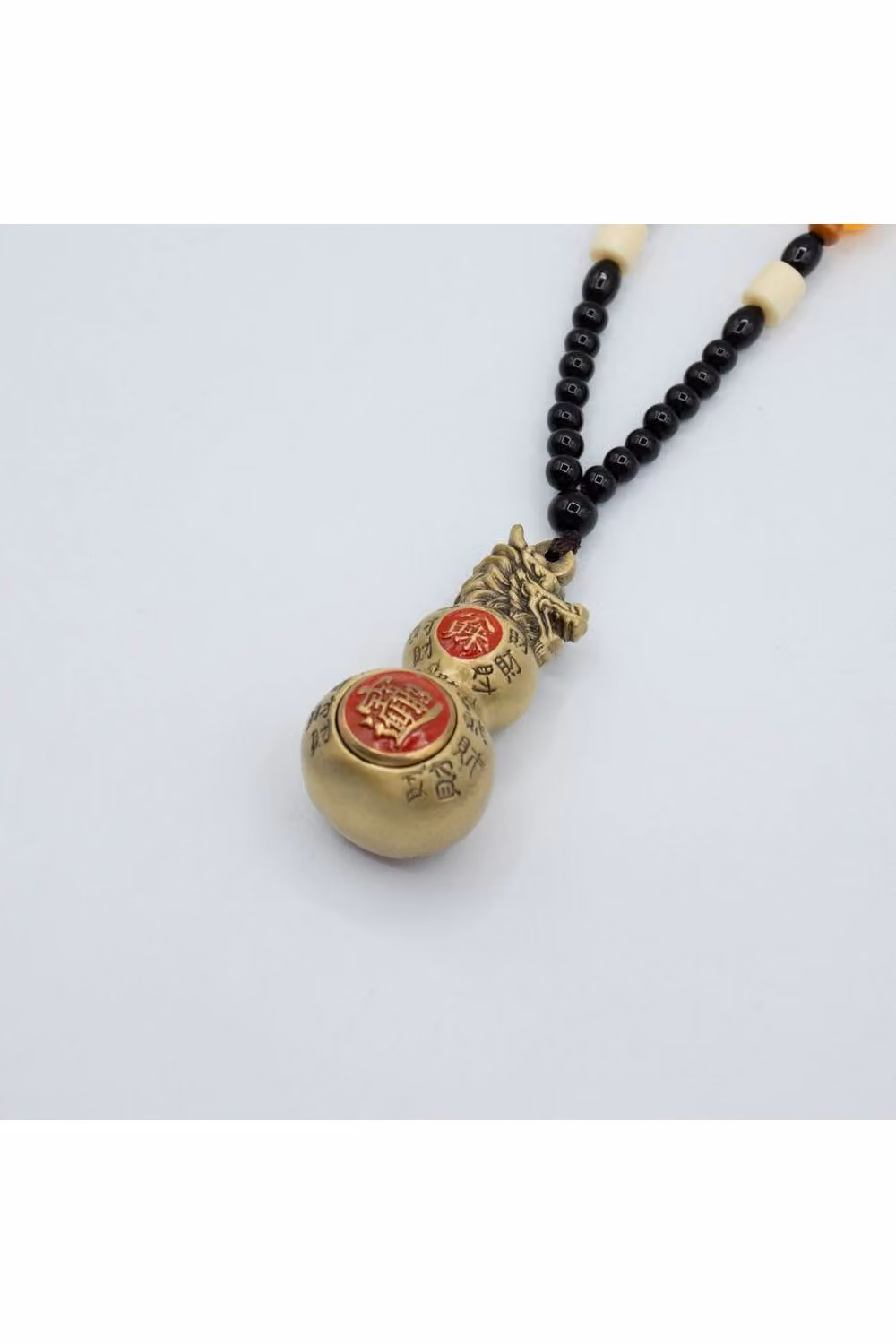KDMD Gold and Red Metal Feng Shui Gourd Hanging Pendant with Dragon Symbol – 2