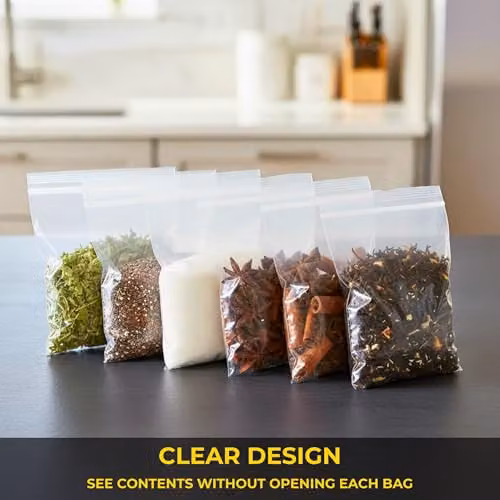 SHATCHI Resealable Clear Plastic Zip Lock Bags for Food and Freezer Storage, White – 5