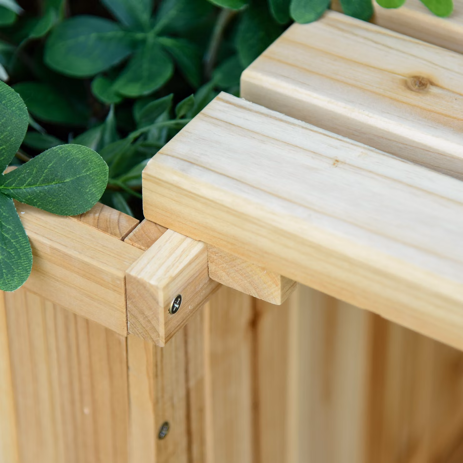 Outsunny Dual-Purpose Wooden Raised Garden Bed with Bench, Brown, W: 176 cm, D: 38 cm, H: 40 cm – 5