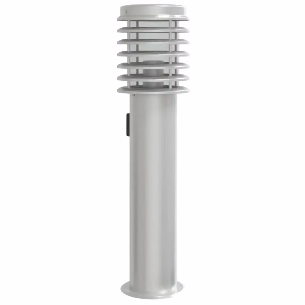 Berkfield Home Silver Stainless Steel Outdoor Floor Lamp with Outlet, Height: 60 cm – 2