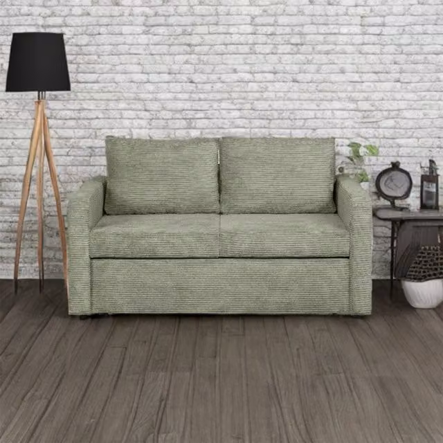 Heze Furniture Sofi Two Seater Sofa Bed with Storage Container in Green Fabric