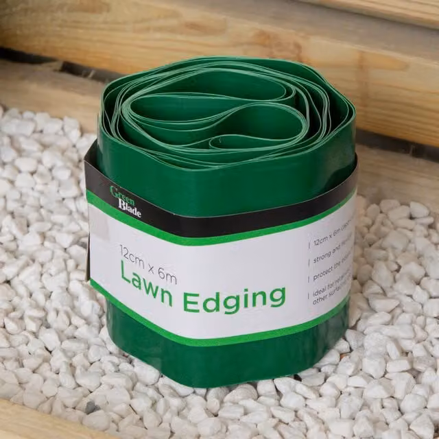 Samuel Alexander Green Plastic Corrugated Lawn Garden Edging Border, 12cm x 6m
