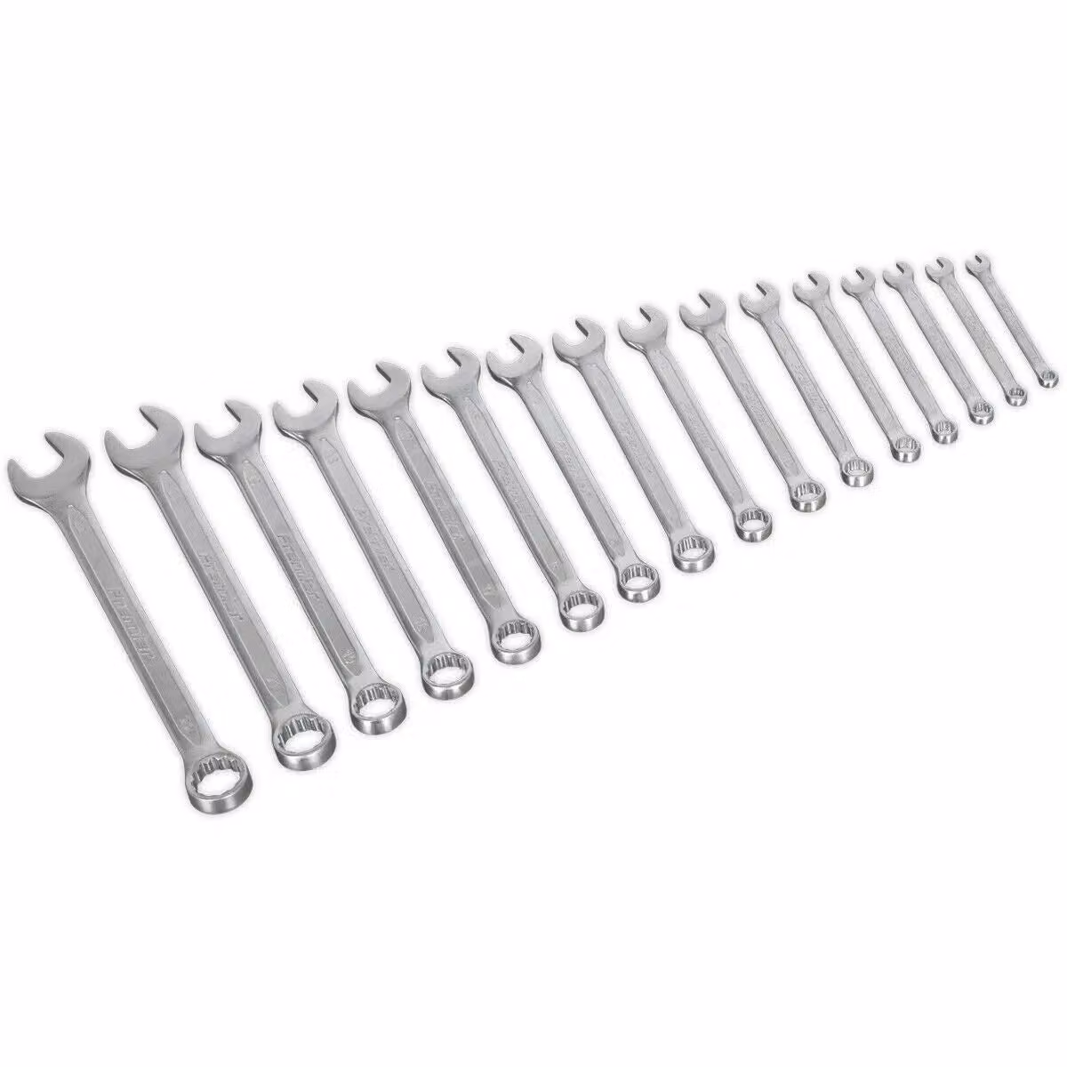 Loops 16pc Slim Handled Combination Spanner Set in Silver and Multicolour Chrome Vanadium Steel – 3