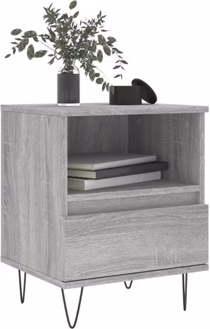 Berkfield Home Modern Bedside Cabinets, 2 Piece Set in Grey Sonoma, W/D/H: 40 x 35 x 50 cm