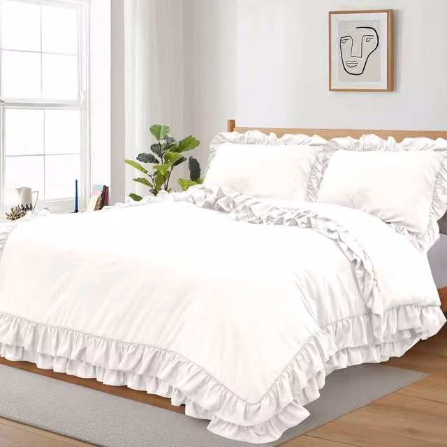 Cotton Passion White Shabby Chic Microfibre Duvet Cover Set, 200 x 200 cm