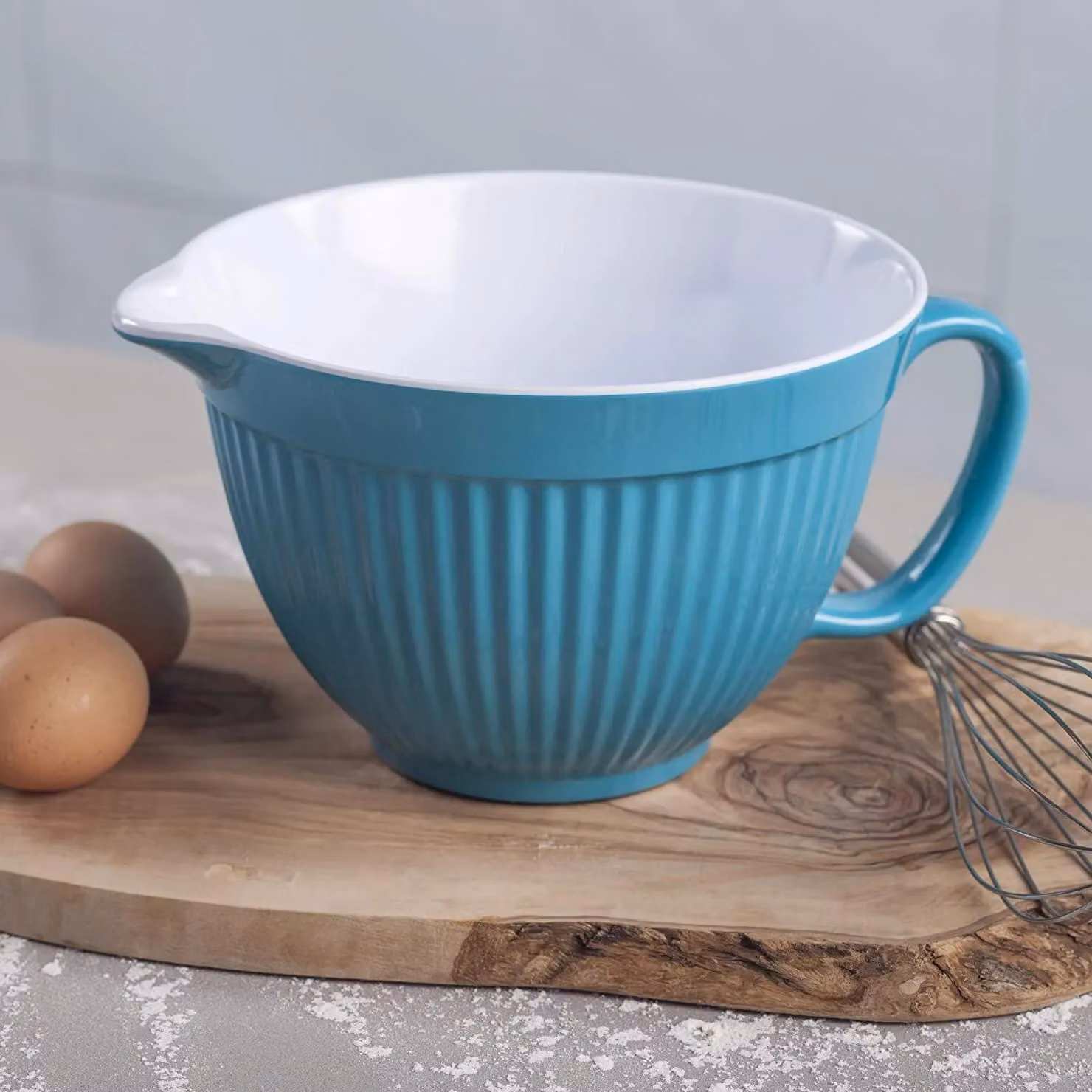 Zeal Melamine Mixing Bowl and Batter Jug with Pouring Spout and Non-Slip Base, Aqua – 3