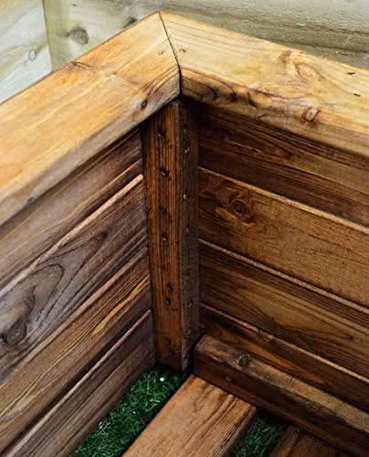 Charles Taylor Rustic Square Wooden Garden Planter, Red or Brown, W/D/H: 41 x 41 x 32 cm – 3