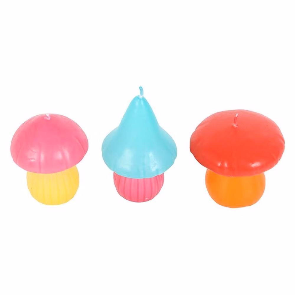 Uniqueful Set of 3 Multicolour Mushroom Shaped Tabletop Candles – 2